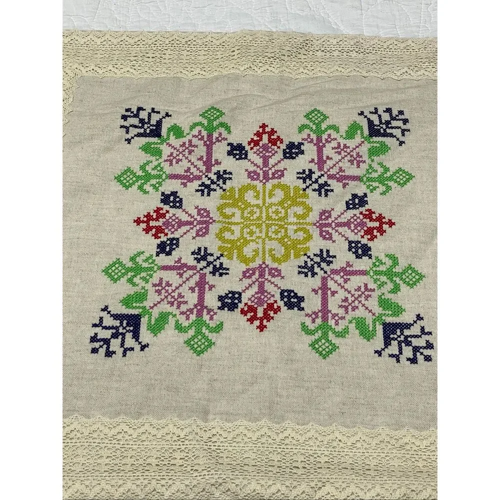Pottery Barn Hand Embroidered Linen Pillow Cover 18”